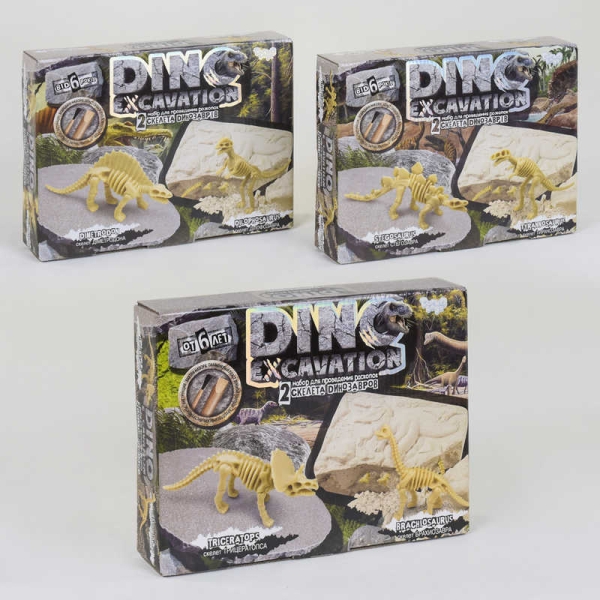 Набір для проведення розкопок "Dino Excavation" DEX-01-04,05,06 динозаври укр. (6) "Danko toys", 3 види