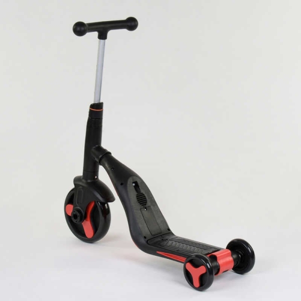 Самокат 3в1 JT 28288 Best Scooter, самокат-велобіг-велосипед, ЧЕРВОНИЙ, світло, 8 мелодій, колеса PU, переднє колесо d = 20см, задні d = 11см