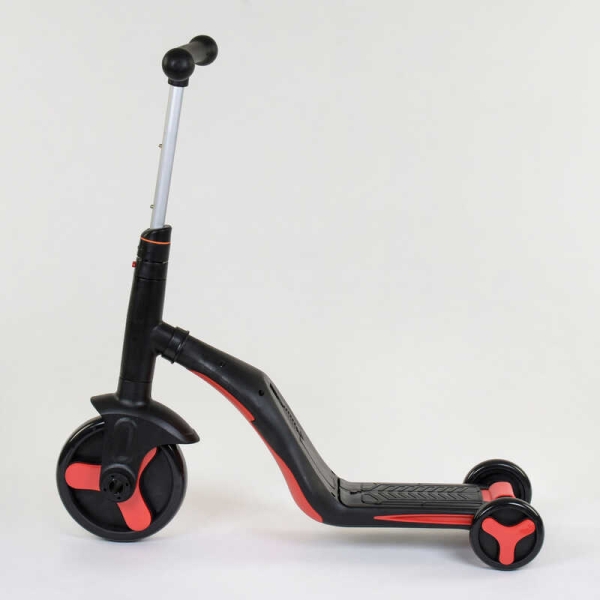 Самокат 3в1 JT 28288 Best Scooter, самокат-велобіг-велосипед, ЧЕРВОНИЙ, світло, 8 мелодій, колеса PU, переднє колесо d = 20см, задні d = 11см