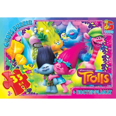 гр Пазли 35 ел. "G-Toys" "Тролі" TR 0075 (62) + постер, розмір зібраної картинки 30х21 см, в коробці