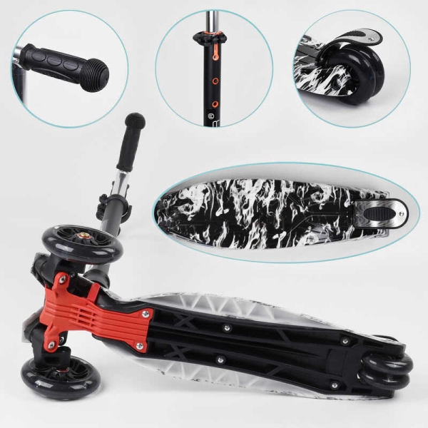Самокат A 25771 /779-1512 "Best Scooter" 4 колеса PU, СВІТЛО, трубка керма алюмінієва, d передніх коліс = 12 см, d задніх коліс = 8 см, в коробці