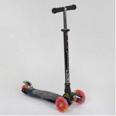 Самокат А 24659/779-1308 MAXI "Best Scooter" пластмасовий, 4 колеса PU, СВІТЛО, трубка керма алюмінієва, d = 12см, в коробці