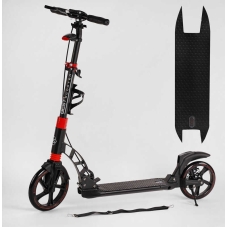 Самокат двоколісний "Best Scooter" D-64585 (2) гумовий килимок, ФАРА, переднє колесо PU 230мм, заднє колесо 200мм, 2 амортизатори, дискове гальмо