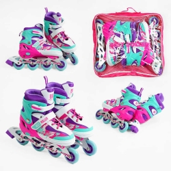 Ролики 54704-L Best Roller /розмір 38-42/ колір – ФІОЛЕТОВИЙ (6) колеса PU, ПЕРЕДНЄ КОЛЕСО СВІТЛО, устілка 24.5-26.5 см, d колес – 7 см, в сумці