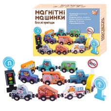Магнітні машинки 49325 (30) "WToys", дерев’яні, в коробці