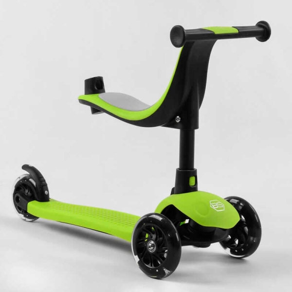 Самокат триколісний Best Scooter PL-315 (4) колеса PU зі світлом, сидіння, батьківська ручка, в коробці