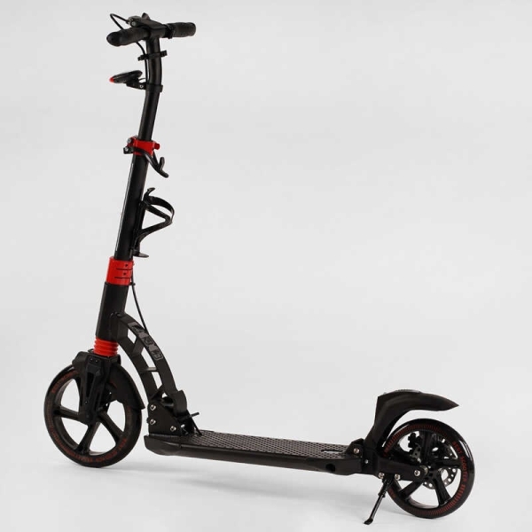 Самокат двоколісний "Best Scooter" D-64585 (2) гумовий килимок, ФАРА, переднє колесо PU 230мм, заднє колесо 200мм, 2 амортизатори, дискове гальмо