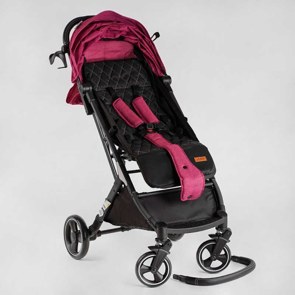 Візок прогулянковий дитячий "JOY" Comfort L-20115 колір РОЖЕВИЙ, рама сталь з алюмінієм, футкавер, підсклянник, телескопічна ручка