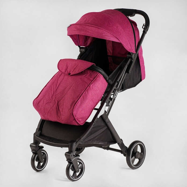 Візок прогулянковий дитячий "JOY" Comfort L-20115 колір РОЖЕВИЙ, рама сталь з алюмінієм, футкавер, підсклянник, телескопічна ручка