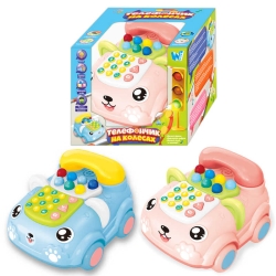 Телефончик на колесах 30708 (36) WToys, 2 кольори, Українське озвучення, колесо вільного руху, пісні, цифри, звуки, казки, світло, в коробці