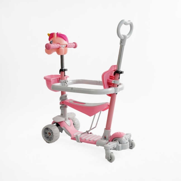 Самокат 5в1 P-63700 Best Scooter, з ДОП. КОЛЕСАМИ, захисний бампер, PU колеса зі світлом, в коробці