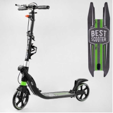 Самокат двоколісний "Best Scooter" L-22066 (2) ФАРА, колеса PU 200мм, 2 амортизатори, затискач керма, ручне гальмо, в коробці