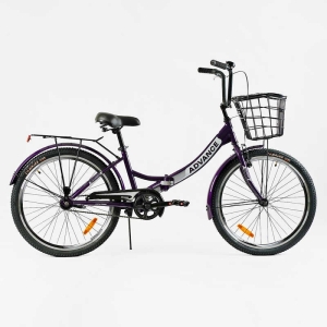 Велосипед складний Corso 24" Advance AD-24198 + КОШИК, одношвидкісний, складна сталева рама 14", корзина, багажник