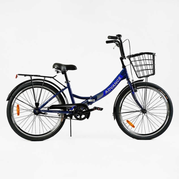 Велосипед складний Corso 24" Advance AD-24003  + КОШИК, одношвидкісний, складна сталева рама 14", корзина, багажник