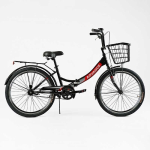 Велосипед складний Corso 24'' Advance AD-24400 + КОШИК, одношвидкісний, складна сталева рама 14'', корзина