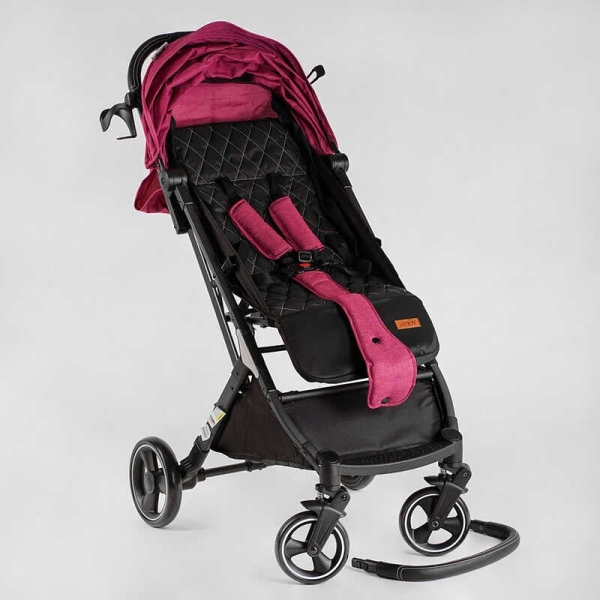 Візок прогулянковий дитячий "JOY" Comfort L-20115 колір РОЖЕВИЙ, рама сталь з алюмінієм, футкавер, підсклянник, телескопічна ручка