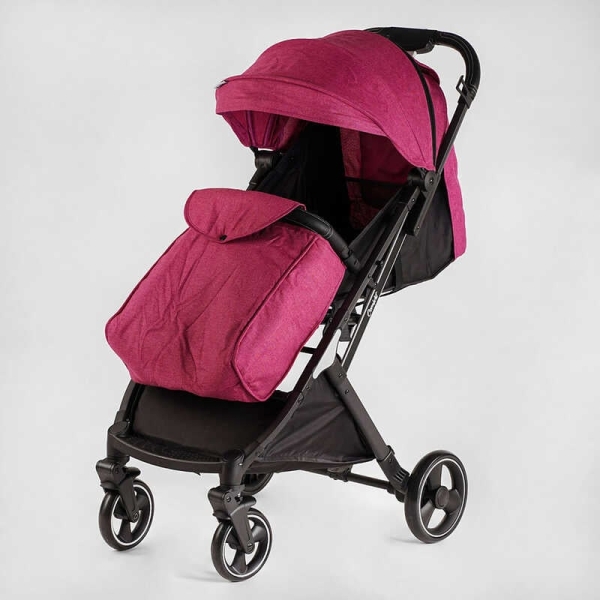 Візок прогулянковий дитячий "JOY" Comfort L-20115 колір РОЖЕВИЙ, рама сталь з алюмінієм, футкавер, підсклянник, телескопічна ручка