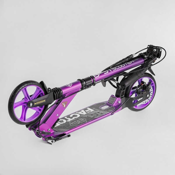 Самокат алюмінієвий Best Scooter BS-54065 (4) "Factor", ручне дискове гальмо, діаметр PU коліс - 200мм, 2 амортизатори, підсклянник, в коробці