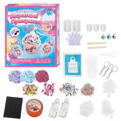 Акрилові прикраси 32381 /61566/63367 (96) "WToys", 3 види, епоксидний клей, активатор, силіконові молди, прикраси, ланцюжки, у коробці, МІКС ВИДІВ