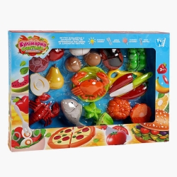 Набір продуктів “Кулінарна фантазія” 10280 (36/2) WToys, 24 елементи, овочі та фрукти на липучках, дошка для нарізання, ніж, в коробці