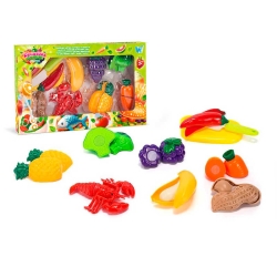 Набір продуктів “Кулінарна фантазія” 77360 (64/2) WToys, 18 елементів, на липучках, дошка для нарізання, ніж, в коробці
