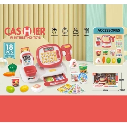 Касовий апарат C668-31 (24/2) 18 аксесуарів, муляжі харчових продуктів, підсвічування сканера, звук, калькулятор, іграшкові гроші, в коробці