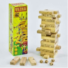 гр Деревянная игра "Вежа" 7358 (30) "4FUN Game Club Wood", 54 детали, в коробке