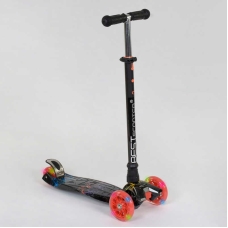 Самокат А 24659/779-1308 MAXI "Best Scooter" пластмасовий, 4 колеса PU, СВІТЛО, трубка керма алюмінієва, d = 12см, в коробці