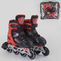 Ролики 40082-S Best Roller/розмір 30-33/колір - ЧЕРВОНИЙ (6) колеса PVC, ПЕРЕДНЄ КОЛЕСО СВІТЛО, устілка – 17-19.5 см, d коліс - 6.5 см, в сумці