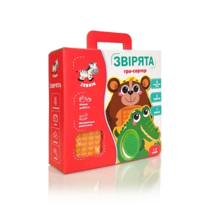 гр Дерев'яна гра "Звірята" (укр) ZB 2002-05 (6) "Vladi Toys", 6 карток з тваринами, 6 дерев'яних фігурок