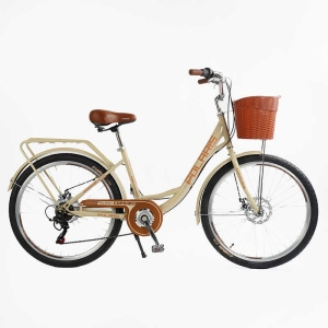 Велосипед міський Corso Polaris 26" PS-72411 + КОШИК сталева рама 16.5", Shimano 7 швидкостей, корзина, багажник