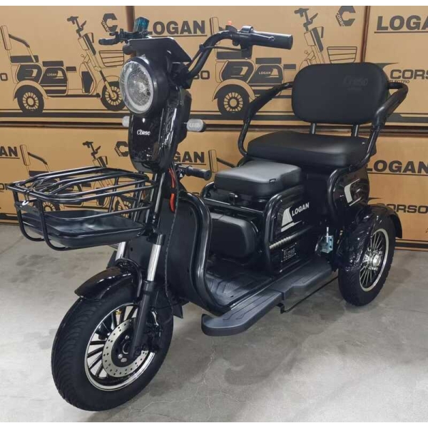 Електричний трицикл Corso «Logan» LG-51074 (1) + 1 ЯЩИК АКУМдвигун 1000W, акумулятор 72V/20Ah, колеса 300-10, в коробці