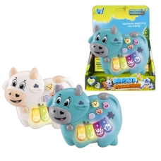 Піаніно 85270 (120/2) "WToys", "КОРІВКА", 2 кольори, ОЗВУЧУВАННЯ УКРАЇНСЬКОЮ МОВОЮ, ноти, мелодії, пісні, казки, підсвічування, цифри, звуки тварин, в коробці