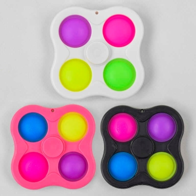 Гра антистрес C 45463 (1000) Pop it (Поп іт) Simple Dimple (Сімпл Дімпл), 7 см, 4 пупиркі, спиннер, брелок, шнурок, в кульку