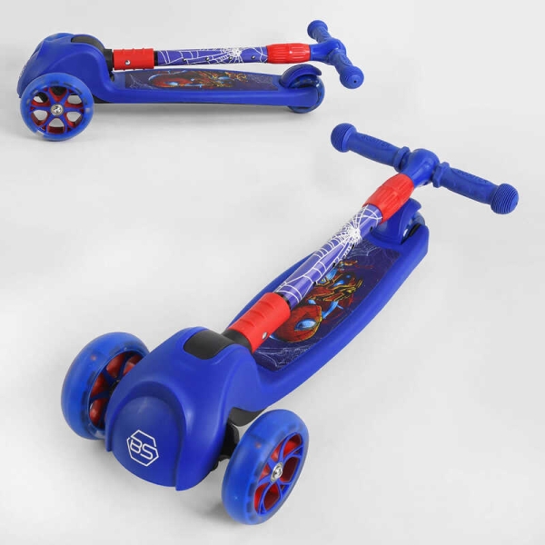 Самокат триколісний 47359 Best Scooter СВІТЛО КОЛІС ТА ДИСКІВ, складене кермо, передні колеса PU 120х35мм, задні колеса PU 80х48мм