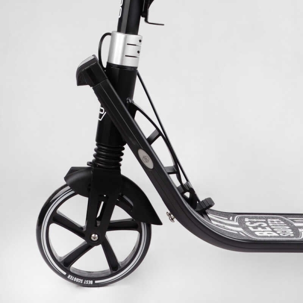 Самокат двоколісний "Best Scooter" L-36375 (2) ФАРА, колеса PU 200мм, 2 амортизатори, затискач керма, ручне гальмо, в коробці