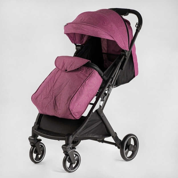 Візок прогулянковий дитячий "JOY" Comfort L-30201 колір ФІОЛЕТОВИЙ, рама сталь з алюмінієм, футкавер, підсклянник, телескопічна ручка