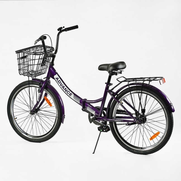 Велосипед складний Corso 24" Advance AD-24198 + КОШИК, одношвидкісний, складна сталева рама 14", корзина, багажник
