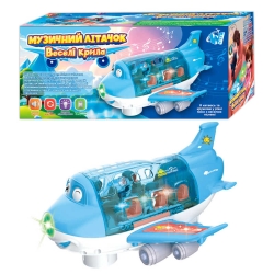 Музичний літачок “Веселі крила” 93392 (60) WToys, Українське озвучення, звук, підсвічування, колесо вільного ходу, пісня, рухома фігурка, розкладний корпус, в коробці