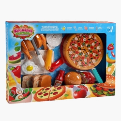 Набір продуктів “Кулінарна фантазія” 10455 (36/2) WToys, 24 елементи, продукти на липучках, дошка для нарізання, ніж, сендвіч, гамбургер, в коробці