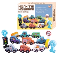 Магнітні машинки 49325 (30) WToys, дерев’яні, в коробці