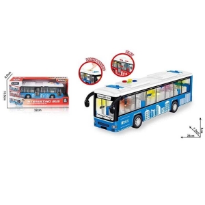 Автобус 98051 A (24) звук, підсвітка, механічне відкриття дверей, масштаб 1:16, гумові колеса, інерція, в коробці