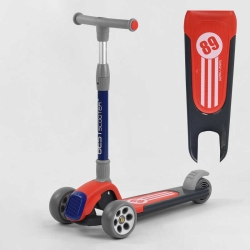 Самокат триколісний RS-9119 (6) Best Scooter, ЧЕРВОНИЙ,  складне алюмінієве кермо, 3 колеса PU зі світлом, d = 120*50 мм