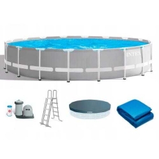 Intex Басейн каркасний 26732 NP об'єм:24311л, розмір:549х122см, насос 220V: 5687 л/год, драбина, тент, підстилка