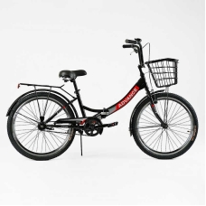 Велосипед складний Corso 24'' Advance AD-24400 + КОШИК, одношвидкісний, складна сталева рама 14'', корзина