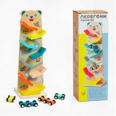 Трек C 61463 (24) "WToys", 8 спусків, 4 машинки, дерев’яний, в коробці