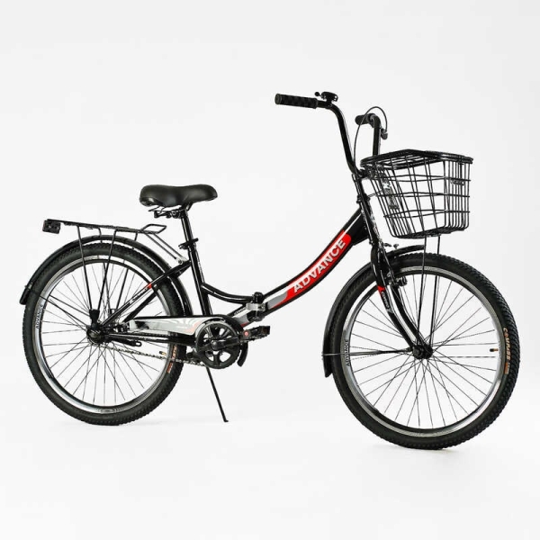 Велосипед складний Corso 24'' Advance AD-24400 + КОШИК, одношвидкісний, складна сталева рама 14'', корзина