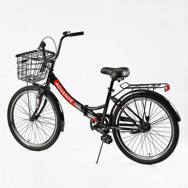 Велосипед складний Corso 24'' Advance AD-24400 + КОШИК, одношвидкісний, складна сталева рама 14'', корзина