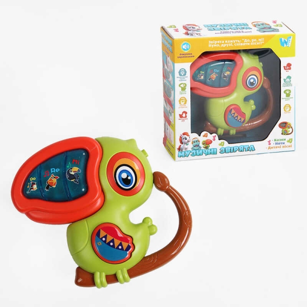 Музична пташка W-02655 (120) WToys, Українське озвучення, підсвічування, ноти, казки, пісні, в коробці