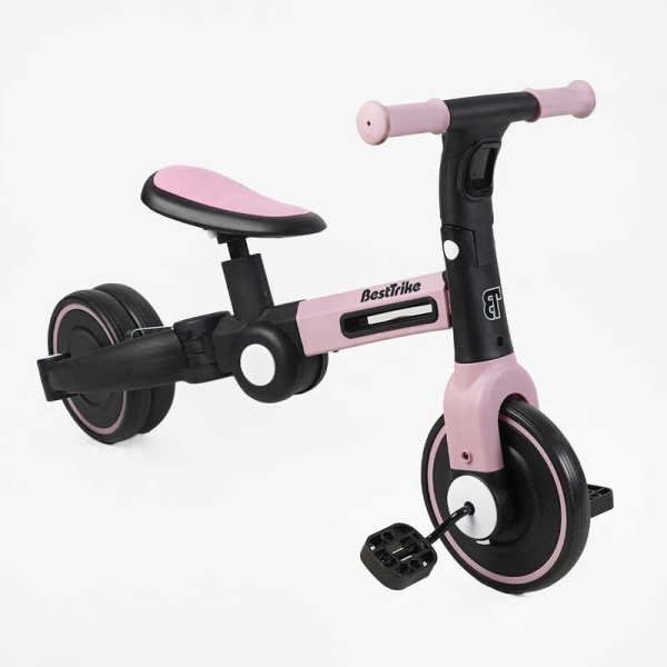 Велосипед 3-х колісний BS-11402 "Best Trike" колеса EVA переднє 8", заднє 6", нейлонова рама, трансформується у велобіг, підсвічування, в коробці